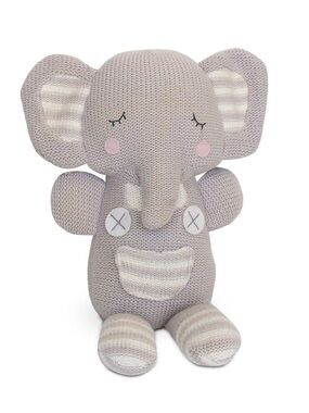 Living Textiles Light Gray Knit Theodore Elephant Plush with Rattle
